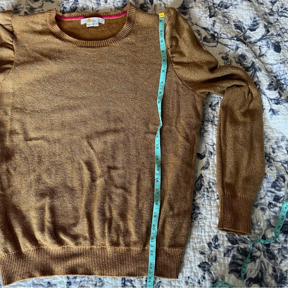 Boden Sparkle Puff Sleeve Sweater Gold - Picture 7 of 9